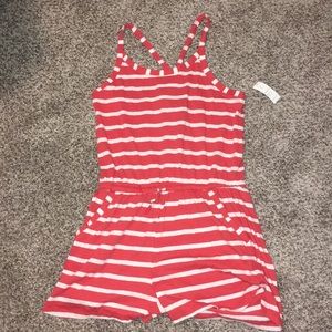 Coral stripped cross back jumper